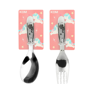 【一品川流】316不鏽鋼兒童平底匙-獨角獸x3入+兒童叉x3入-1組,  【一品川流】316不鏽鋼兒童平底匙-獨角獸x3入+兒童叉x3入-1組