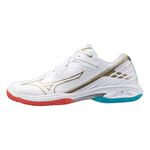 Mizuno Wave Claw 3 男女 羽球鞋 寬楦 支撐 抗扭 瞬移 美津濃 白 金 [71GA244324], , large