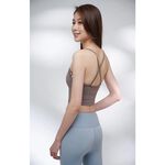 YOGA FLOW Barbie Bra - 細肩帶側邊簍空短版上衣 - 茶褐 Bark, , large