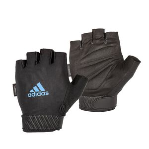 Adidas可調式透氣短指訓練手套(藍色)