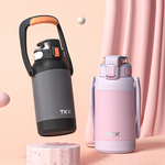 【TKK】獵鷹系列316不鏽鋼 手提+背帶 直飲+吸管 大容量保溫杯壺 運動水壺1100ML-暗夜黑, , large