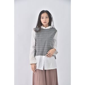 (S) tokoyo fashion質感格紋灰色短袖上衣二手衣