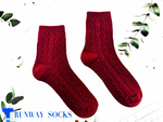 【伸展台】《RUNWAY SOCKS》日系 流行短襪 雙針筒1/2短襪 心型緹花 休閒運動 酒紅色 女款 1雙入, , large