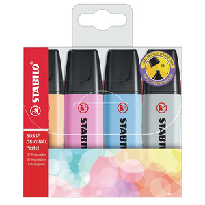 STABILO 德國 思筆樂 BOSS ORIGINAL Pastel 波士馬卡龍色經典螢光筆 4色組 /盒 ST70/4-4