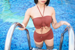 Made in Taiwan. high waist flat pants, , large