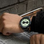 CITIZEN 星辰 綠幽靈夜光光動能三眼計時手錶-黑x藍 CA4505-21X, , large