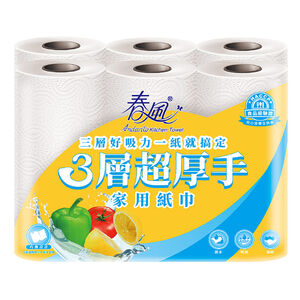 春風三層超厚手家用紙巾-112PCx6捲