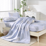 【FOCA】Green Leaf Dance | 3M Patented Moisture Wicking, Breathable, Antibacterial Tencel Four Seasons Quilt/Cool Quilt Bed Sheet Set - Double, , large