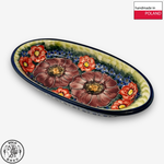 【SOLO Vintage】Cerraf Polish Pottery 19cm Oval Plate Banquet of Elegant Red Series Made in Poland, , large