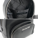 Michael Kors Jaycee 銀字荔枝皮革拉鍊口袋迷你後背包(黑色), , large