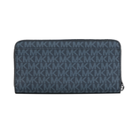Michael Kors Cooper 銀字滿版塗層帆布ㄇ形拉鍊直式長夾(深藍色), , large
