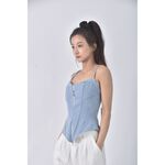 (S) 【安于晴Charlene私服】lseoul丹寧牛仔吊帶藍色上衣二手衣, , large