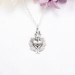 【Angel & Me】耶穌 聖心 十字架 925 純銀 項鍊 基督 生日 受洗 禮物, , large