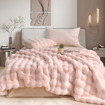 【Betrise】Pink | Prague imitation rabbit plush fur blanket (large size 180x210cm), , large