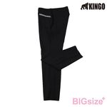 大尺碼-KINGO-休閒 彈性 窄管褲-黑-444305, , large