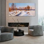 【御畫房】雪鄉 國家一級畫師手繪油畫60×120cm(VF-129), , large