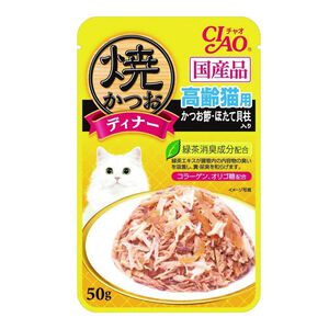 CIAO鰹魚燒餐包-柴魚片+干貝(高齡貓)