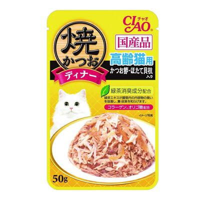 CIAO鰹魚燒餐包-柴魚片+干貝(高齡貓)
