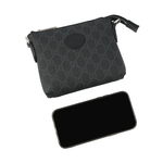GUCCI Interlocking G 標誌附手提把迷你郵差包/黑灰色, , large