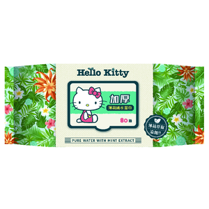 [寶富華]Hello Kitty 加厚 薄荷 柔濕巾80抽(3D壓花無紡布、不易掉屑)(添加薄荷萃取)