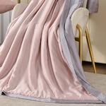 【Betrise】Moonlight Pink/Gray | C Energy Series 60-count 100% Pure Tencel Light-Quenched Graphene Quilt/Four Seasons Quilt 5X6.5 feet per set (with 2 free pillowcases of the same style), , large