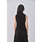 (S) bear two style質感羊毛高領無袖黑色上衣二手衣, , large