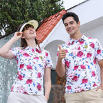 【FALALI】Short-sleeved cooling polo shirt - Men's (red flower) , , large