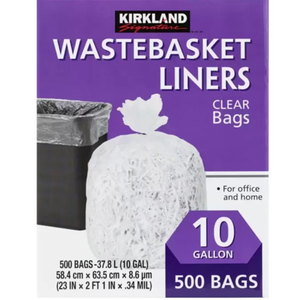 Kirkland Signature Wastebasket Liners Trash Bags 37.8 L X 500-Count