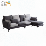 【文創集】康奈雙色貓抓布L型沙發組合(四人座＋椅凳組合)(客約商品), , large