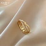 【Gulicc 】古莉可 戒指 韓國微鑲鋯石纏繞開口戒指, , large
