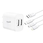 E-BOOKS B66 Dual-Port USB Fast Charger + Free 3-in-1 Charging Cable Supports simultaneous charging of multiple devices, , large