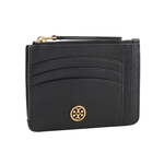 Tory Burch Robinson 紋理皮革多功能拉鍊卡片夾/黑色, , large