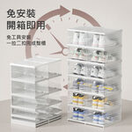 【AOTTO】免組裝一體式可叠加收納折疊鞋盒-6格棕色(AL-054BK*2), , large