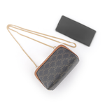 CELINE TRIOMPHE Logo 印花鏈帶斜背包/焦糖色, , large