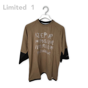 Three-quarter sleeve visual fake two-piece thin sweatshirt brown