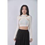 (S) 【安于晴Charlene私服】urban outfitters質感修身短版假兩件白色長袖上衣二手衣, , large