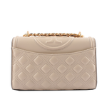 TORY BURCH Fleming 縫線翻蓋小款流蘇二用包/奶油白, , large