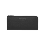 Michael Kors 銀字Logo 防刮皮革L型拉鍊長夾(黑色), , large