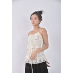 (S) 質感吊帶棉質杏色上衣二手衣, , large