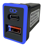 [CARSTER]豐田TOYOTA 中型款變色燈車充｜TYPE-C+USB 雙孔｜預留孔3.0快充「附翹棒」, , large