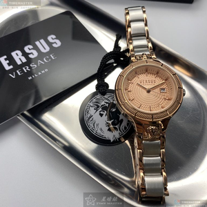 [星晴錶業]VERSUS VERSACE手錶,32mm,VV00001玫瑰金色錶面玫瑰金錶殼金銀相間精鋼錶帶款