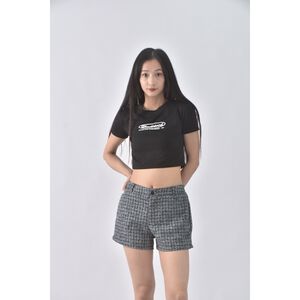 (L) 質感格紋灰色短褲二手衣