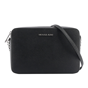 Michael Kors 銀字logo方形鏈帶斜背包/黑色