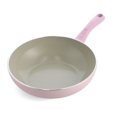 GreenChef Sandstone系列 炒鍋28cm-櫻花粉