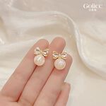 【Gulicc】古莉可 耳環 蝴蝶結珍珠耳飾, , large