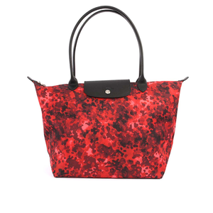 LONGCHAMP Le Pliage Neo 號長把迷彩厚款尼龍肩背包/紅色迷彩