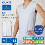 【日本郡是Gunze】日本製 COOLMAGIC 男士機能涼感 V領 無袖內衣 背心-白色/黑色(M/L/LL), , large