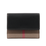 BURBERRY Lancaster 牛皮及帆布格紋三折短夾/黑色/棕色, , large