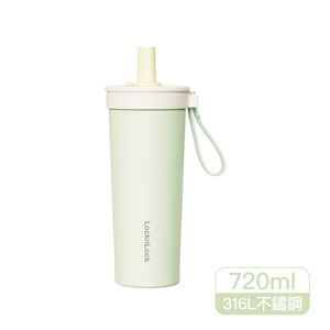 樂扣嚼對FUN飲不鏽鋼吸管杯720ml,  樂扣嚼對FUN飲不鏽鋼吸管杯720ml-抹茶奶霜
