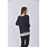 (M) b l u e棉質蝴蝶結藍色長袖上衣二手衣, , large